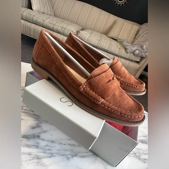 Sole Society Tan Cow Suede Loafers - Picture 3 of 6